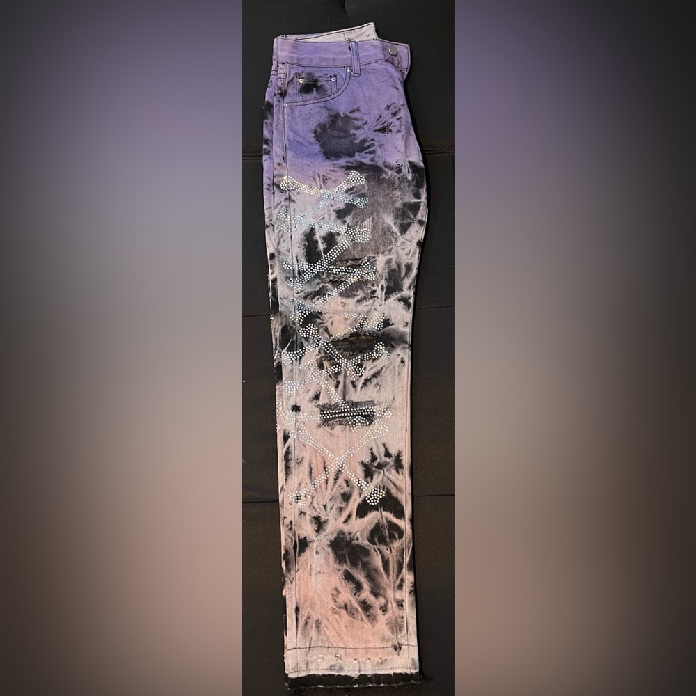 Gem Studded Crossbones Skinny Jeans by MNML